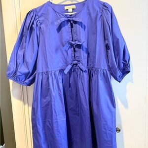 Vibrant Blue Women’s  Dress with Bow Details